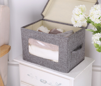 Cotton and linen can be washed with window cabinet finishing storage box fabric large capacity storage of four sets