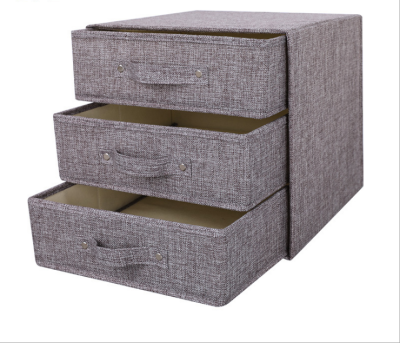 Three layers of cotton and linen storage cabinet type underwear socks drawer drawer box fabric