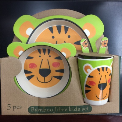 Bamboo Fiber Kids Tableware Children 5pcs/set