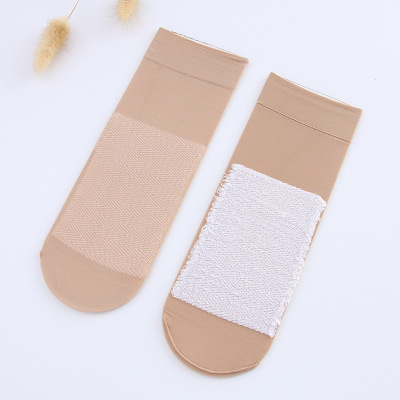 Factory direct sales of autumn and winter women's floor socks with thick velvet breathable short socks with cotton socks