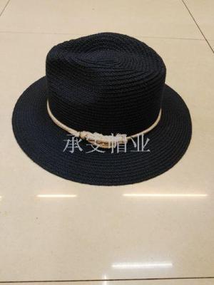 Sun shade straw hat outdoor flat eaves straw plaited wide eaves hat fashionable British beach holiday hat men and women
