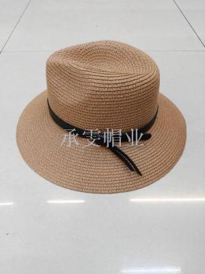 Chengwen new Korean version of the fashion top hat outdoor hat British stage hat summer straw hat men and women