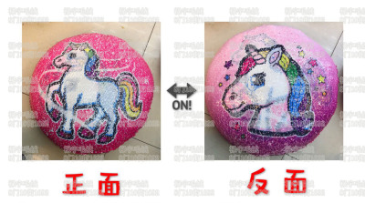 Cross-border Amazon unicorn Sequin pillow Pony Polly Colored changing two-color Foreign trade hot style
