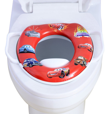 Children's toilet seat with handle PVC printed cushion toilet seat toilet seat ring car