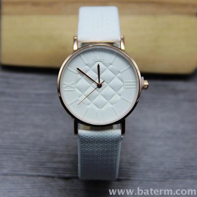 Korean edition fashion simple character 3d three-dimensional Roman digital literal belt lady fashion watch