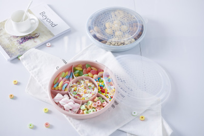 The new creative multi-function round contains a box of dried fruit with a transparent cover candy box