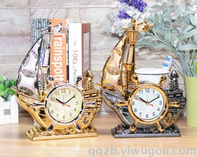 Electroplating Spray Paint Vintage Export Sailboat Table Decoration Alarm Clock from AliExpress Home Furnishings Gift