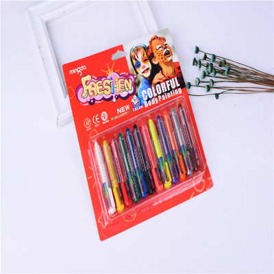 No3 coloring pen Children draw face pen 6 colors of human body paint crayon face safe non-toxic coloring pen