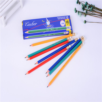 Log pencil HB large leather head pencil lead - free toxic primary school color pole cartoon head pencil wholesale