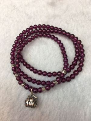 Brazil imported natural purple ivory garnet 3-ring necklace single-ring necklace