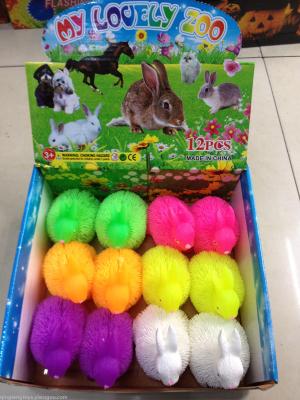 Flash animal fur ball Easter Bunny TPR toy