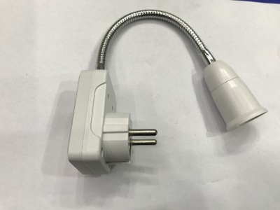 European two-round plug switch with switch switching screw cap E27 lengthening lamp head 10cm tube