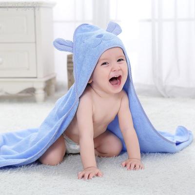 Children hold cloak of cute cartoon baby bear cotton bath towel