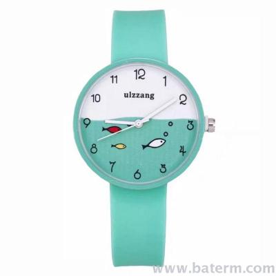 Korean version of the original old style white oily fish silicone with watch small and fresh student watches