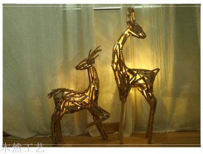 Handmade wood glow back deer to set up a creative European home decoration cafe wedding present
