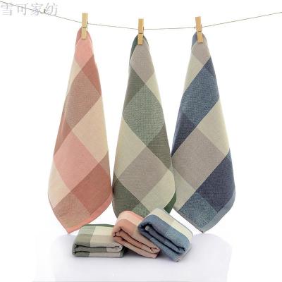 Gauze towel double layer pure cotton day series simple green square scarf.