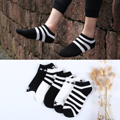 Spring and summer new  cotton men star stripes short socks wholesale factory direct sale classic hot style ship socks.