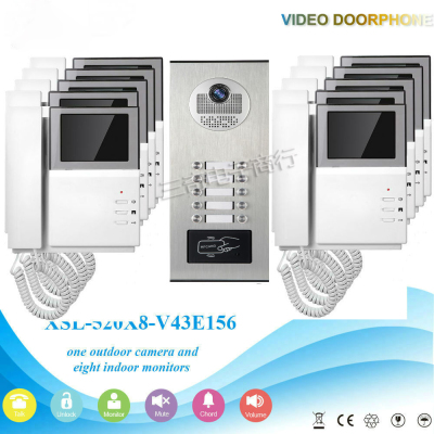 Video Intercom 4.3 Inch Video Door Phone Doorbell Intercom System RFID Access Door Camera For 10 Unit Apartment