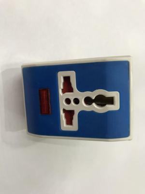 European-style switch plug with color band lamp with protection door plug with two round plugs.