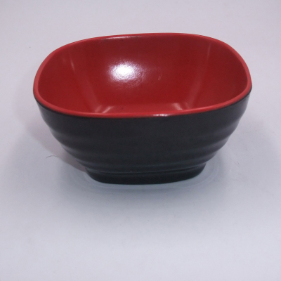 Factory Direct Sales Red and Black Two-Color Tetragonal Melamine Seasoning Bowl