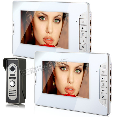 Video Intercom Monitor 7" Door Phone Home Security Color Wire 1 Camera 2 Monitor for House/Office/apartment/Hotel