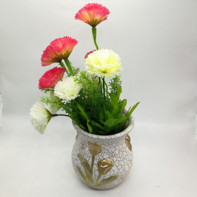 Factory direct selling fake flower living room rose set ceramic vase bedroom decoration flower table floral decoration.