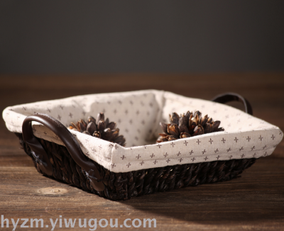 The American fugu rattan straw basket snacks magazine sundry fruit receive basket.