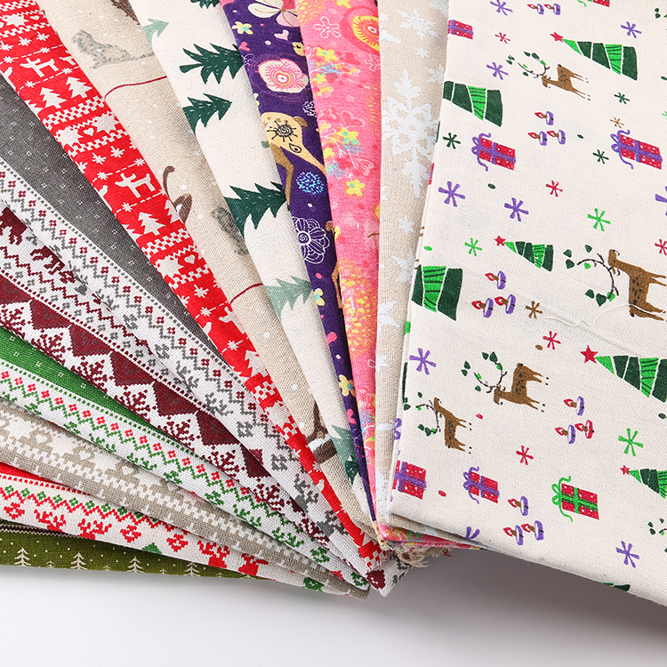 新款圣诞棉麻印花
