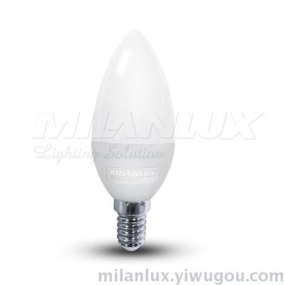 LED C37 Clear Cover Candle Bulb Aluminum and PC Shell 