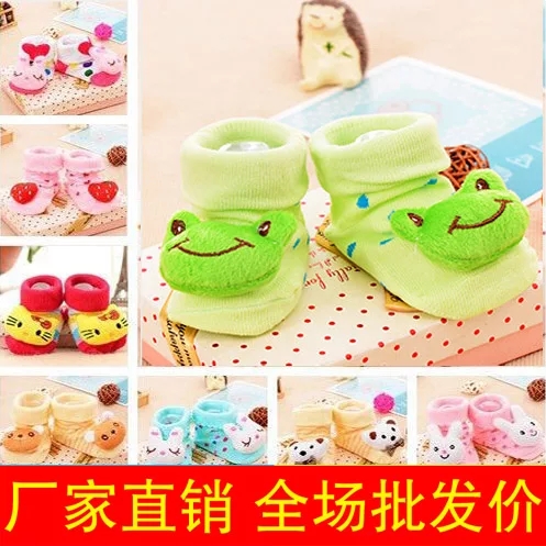 Neonatal solid socks baby floor socks shoes newborn baby pure cotton spring and autumn antiskid shoes wholesale.