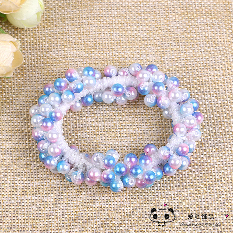 日韩国头饰发饰珍珠串珠发圈橡皮筋淑女盘发马尾头绳发绳