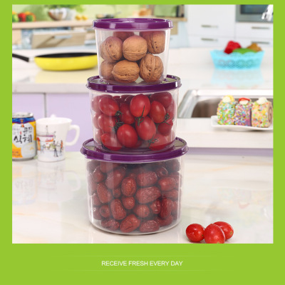 Creative multi-function transparent box plastic sealed round and thick and insipid refrigerator storage box.