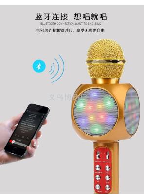 Mobile phone K gobo ws1816 wireless bluetooth microphone with LED manufacturer direct sales.