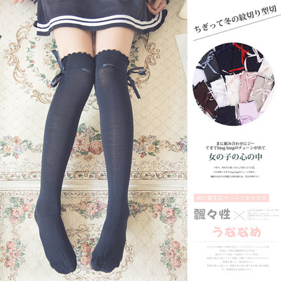 Lolita lolita day is a girl's knee - knee stockings college wind ribbon socks 86121.