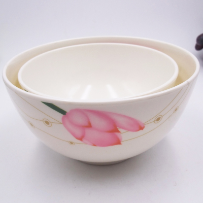 Factory Direct Sales White with Printed Pattern Melamine Salad Bowl with Chinese Characteristics