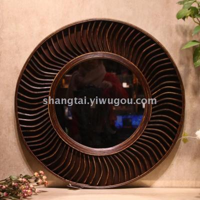 Hot Selling Retro Southeast Asian Style Handmade Bamboo and Wood Woven Glasses Frame Hanging Mirror 09-1805