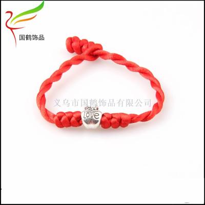 Lucky alloy peace fruit love red rope bracelet.