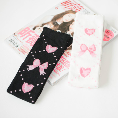 Spring and autumn new product love bowknot long tube socks Japanese cotton socks manufacturer direct sale.