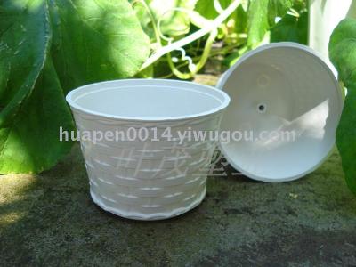 7001 rattan imitation series, white plastic flowerpot,