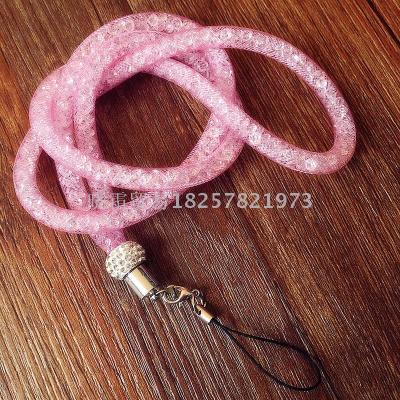 Mobile phone hanging cord water drill string work card hanging from the apple hand case pendant.