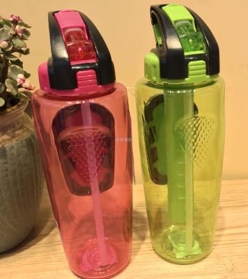 Water glass with straw and water glass for drinking water cup creative portable sports water cup.