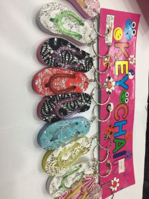 Exquisite Pattern Flip-Flops with Lace Multi-Functional Keychain Pendant