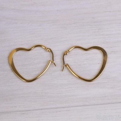 Gold-Plated Stainless Steel Earrings Earrings European and American/Korean Simple Heart Love Heart Accessories Jewellery