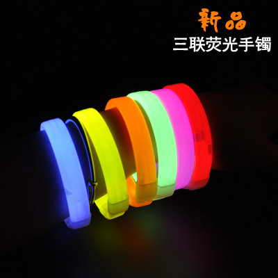 Phosphors three-linked light hand ring concert gala evening glow bracelet.