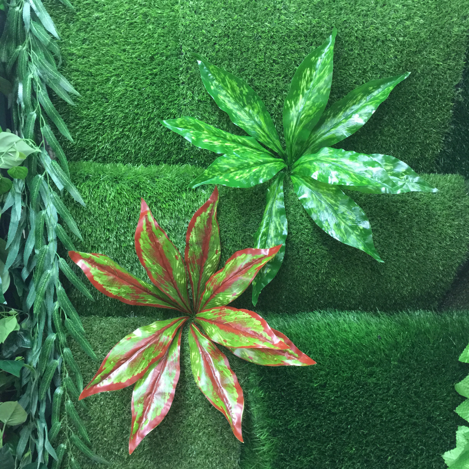 厂家仿真火龙叶玉兰叶仿真植物墙配件DIY小盆景绿色植物手感叶