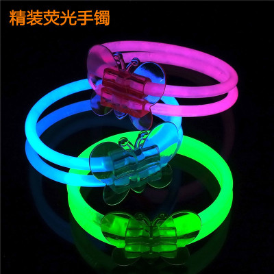 Fluorescence stick bracelet luminous bracelet, aluminum foil bag packaging factory undertaking fluorescent toy export orders.