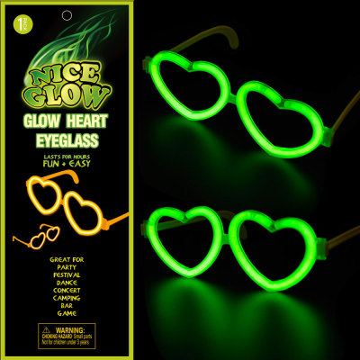 Luminescent heart type spectacle frame phosphors prop night light stick light - free eye-light glasses.