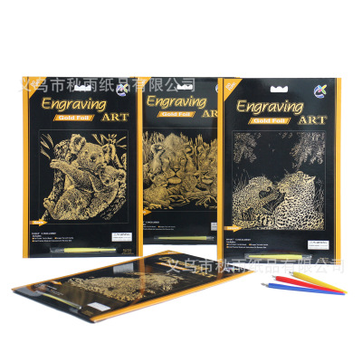 Scratch Painting Professional Customized Scratch Art Paper Animal Series Manufacturers Customized Gold/Silver/Colorful/Laser