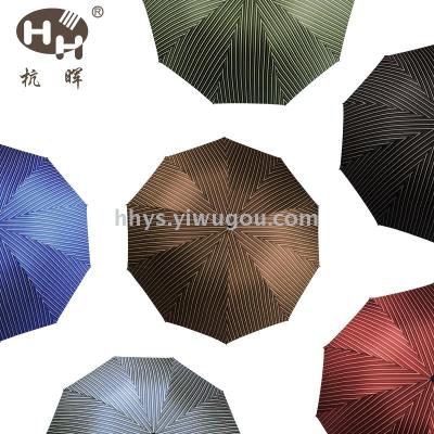 The Vinyl Sun Protection in large Size Classic Business stripe Dual Purpose Triple Blue umbrella