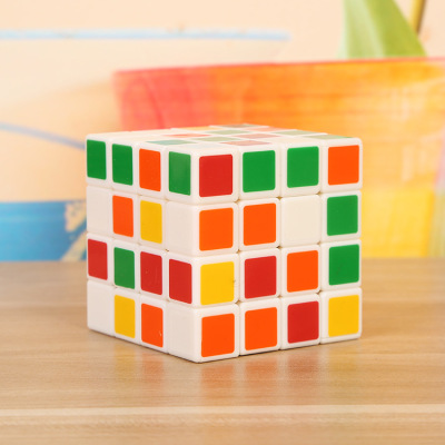 Manufacturers direct sale of 4-order solid-colored rubik's cube smooth 4-order white PVC children's puzzle rubik's cube